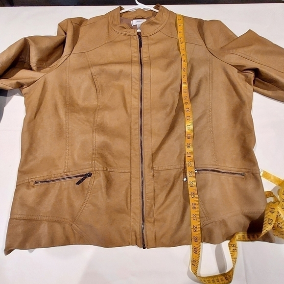 Cj Banks tan Vegan Faux Leather Jacket SZ 3X - Picture 9 of 14